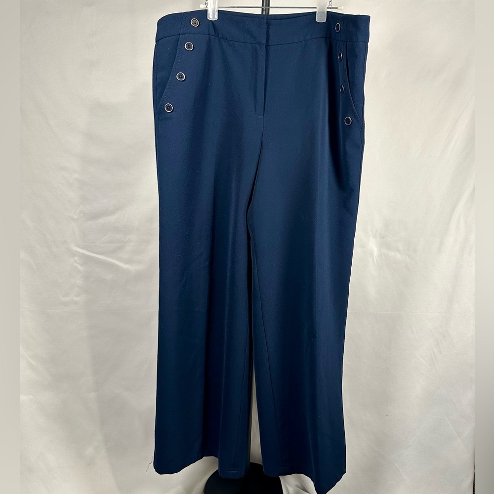 Zac & Rachel Navy Trousers with Button Accents